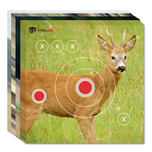 ATFLBOX 100Pack Four Different Animal Target Papers, 11.5 inch High Visibility Paper Range Shooting Targets, Shooting Paper Targets for Hunting, Handguns, Pistol, Airsoft, BB Gun, Air Rifle