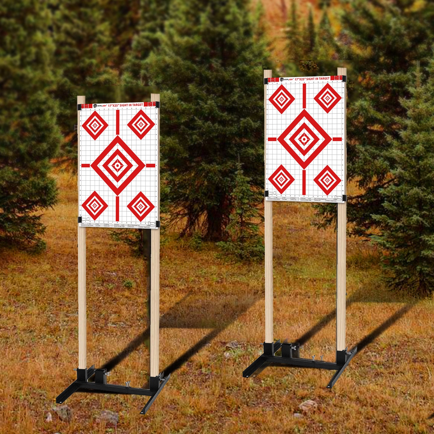 ATFLBOX Shooting Target Stand with 10pcs 17x25 Inch Sight in Paper Targets, Durable Paper Target Holder with Stable Adjustable Base for Cardboard Silhouette, H Shape, USPSA/IPSC, IDPA Practice
