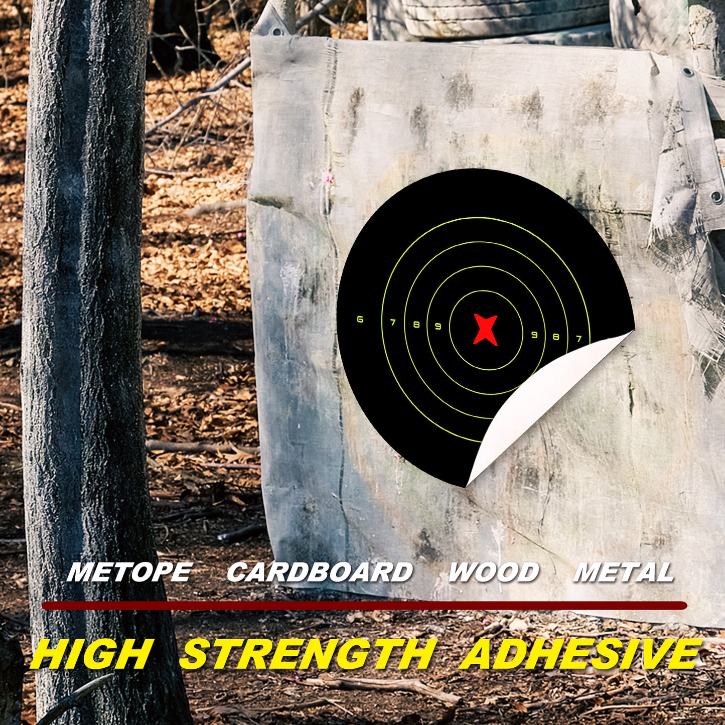 ATFLBOX 8 Inch Splatter Adhesive Bullseye Fluorescent Yellow Shooting Target Stickers, Shooting Outdoor and Indoor Ranges, Rective for Handguns, Rifle, Pistol, Pellet Guns, Airsoft, BB Guns