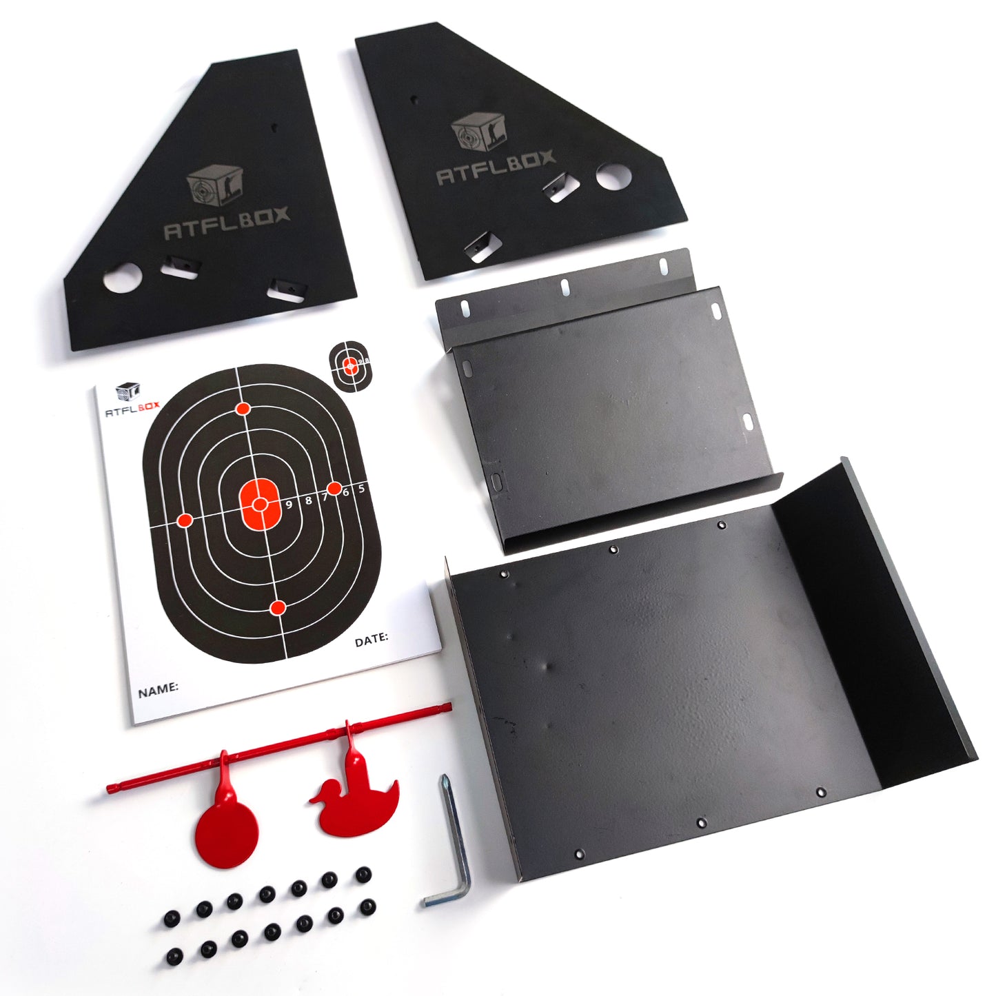 Atflbox 7 x 9 인치 BB 건 타겟 트랩 10pcs 종이 타겟 및 Airsoft, BB 건, 라이플, 펠렛 건 용 회전 슈팅 타겟 포함