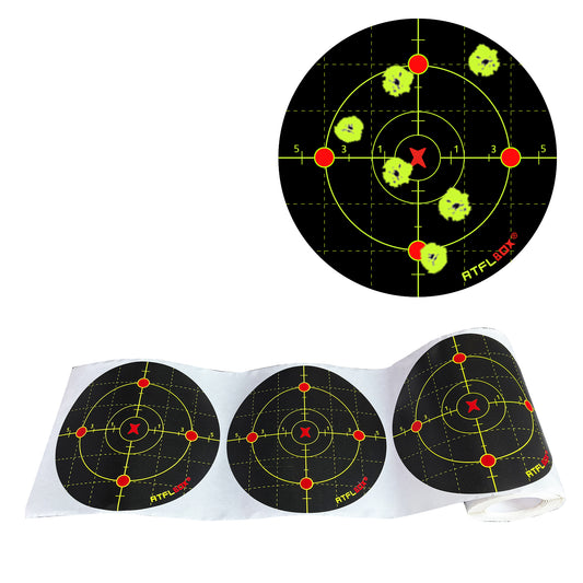 ATFLBOX 6 inch Splatter Adhesive Bullseye Fluorescent Yellow Shooting Target Stickers, 100 Self Adhesive Target Roll for BB Gun, Pellet Gun, Airsoft, Rifle Indoor and Outdoor Shooting Range