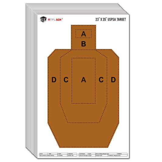 ATFLBOX 23" x 35" IPSC/USPSA Practice Paper Shooting Targets, Competition Torso Target, Paper Silhouette Shooting Target, Suitable for Pistol, Rifle, Handgun, shotgun shooting range training