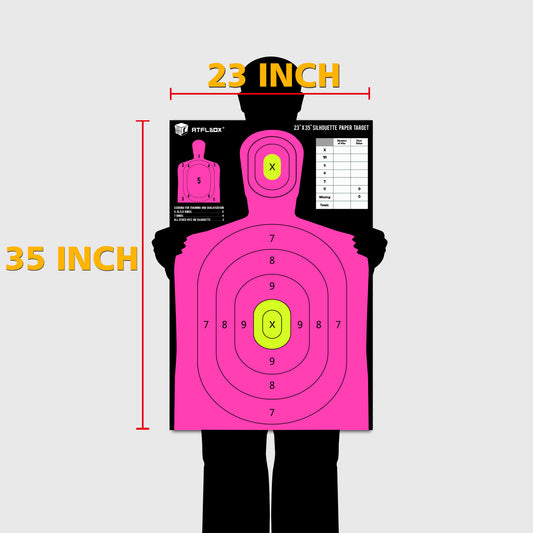 ATFLBOX 5-Color Silhouette Paper Target for The Range, 23X35 inch High Visibility Target Paper for Indoor and Outdoor Use, Suitable for Handguns, Pistols, Rifles, Airguns, Pellet BB Guns