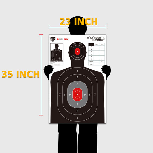 ATFLBOX Silhouette Paper Target For The Range, 23X35 inch Target Paper For Indoor and Outdoor Use, Suitable for Handguns, Pistols, Rifles, Airguns, Pellet Gun, BB Guns