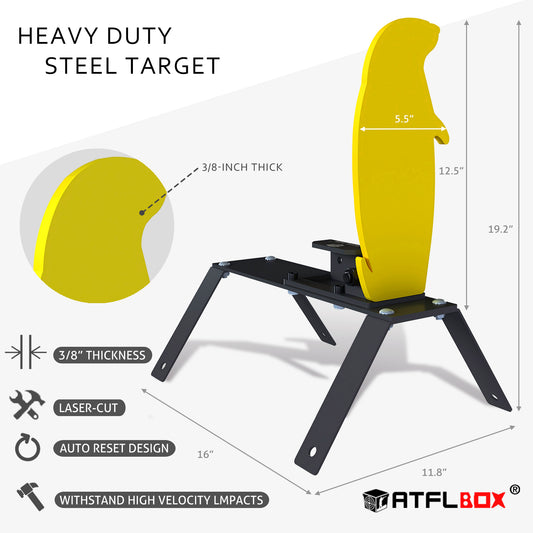ATFLBOX 3/8'' AR500 Auto Reset Target, 12.5x5.5 Inch Prairie Dog Steel Shooting Target for Shooting Range, Suitable for Pistol, Rifle, Handgun, Shotgun, Rimfire