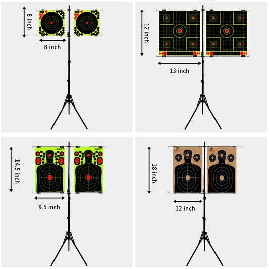 Atflbox Adjustable Paper Target holder With 10pcs Target Papers for Outdoor, Paper Target Stand for BB gun, Airsoft, Airgun backyard Shooting Practice