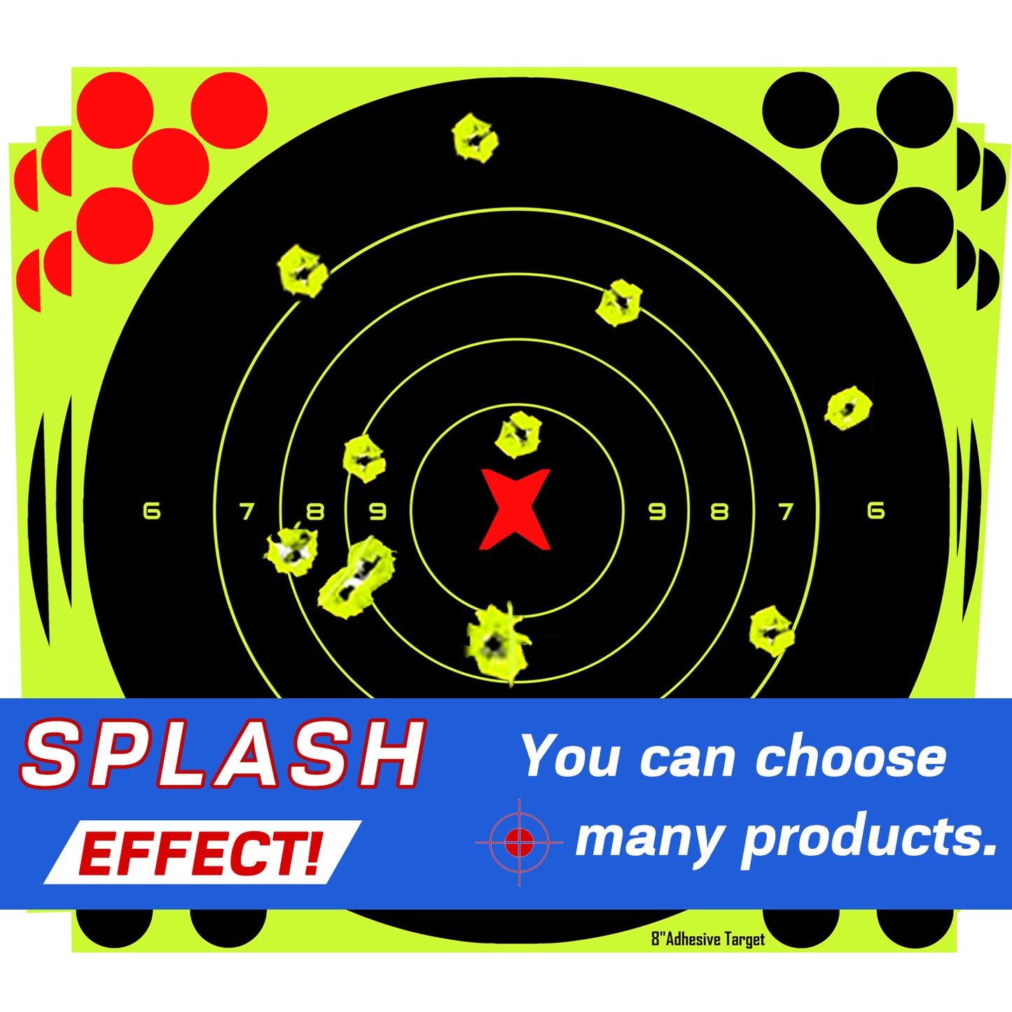 ATFLBOX 8 Inch Splatter Adhesive Bullseye Fluorescent Yellow Shooting Target Stickers, Shooting Outdoor and Indoor Ranges, Rective for Handguns, Rifle, Pistol, Pellet Guns, Airsoft, BB Guns