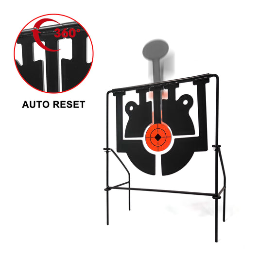 ATFLBOX 5 in 1 Rimfire Resetting Target, Heavy Metal Spinning Airgun Rifles and Handguns Shooting Target for Outdoor and Backyard, Rated for .22 .25 .30 Caliber
