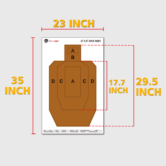 ATFLBOX 23" x 35" IPSC/USPSA Practice Paper Shooting Targets, Competition Torso Target, Paper Silhouette Shooting Target, Suitable for Pistol, Rifle, Handgun, shotgun shooting range training