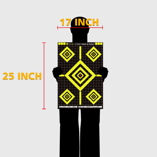 Atflbox Sight in Shooting Range Paper Target, 17X25 Inch High Visibility Target Paper for Indoor and Outdoor Shooting Practice, Suitable for Handgun, Pistol, Rifle, Airgun, Pellet BB Gun