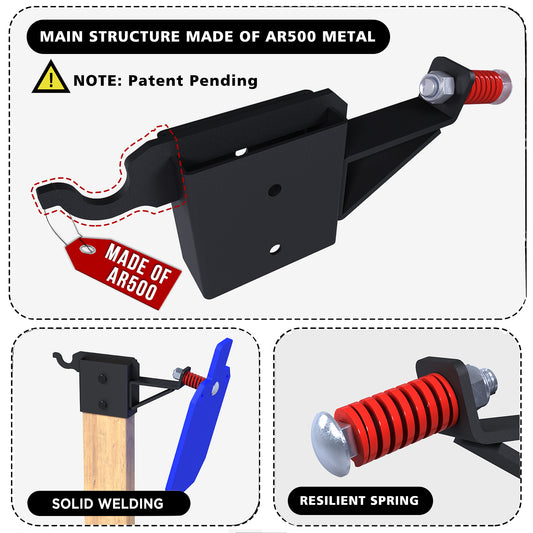 ATFLBOX 2x4 AR500 Steel Gong Target Hanger, Target Mount Bracket For IDPA/IPSC Torso Silhouette Metal Targets - 1 Pack