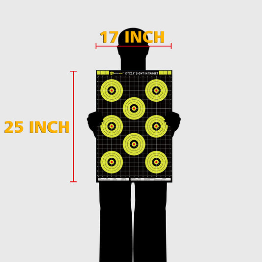 ATFLBOX Sight in Shooting Range Paper Target, 17X25 Inch High Visibility Bullseye Shooting Targets Suitable for Handgun, Rifle, Pellet Gun, Airgun, BB Guns, Airsoft