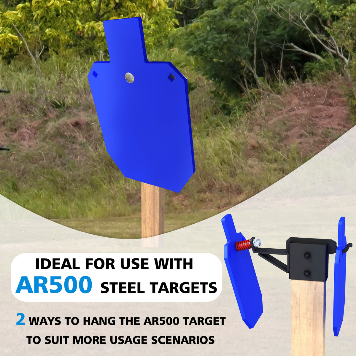 ATFLBOX 2x4 AR500 Steel Gong Target Hanger, Target Mount Bracket For IDPA/IPSC Torso Silhouette Metal Targets - 1 Pack
