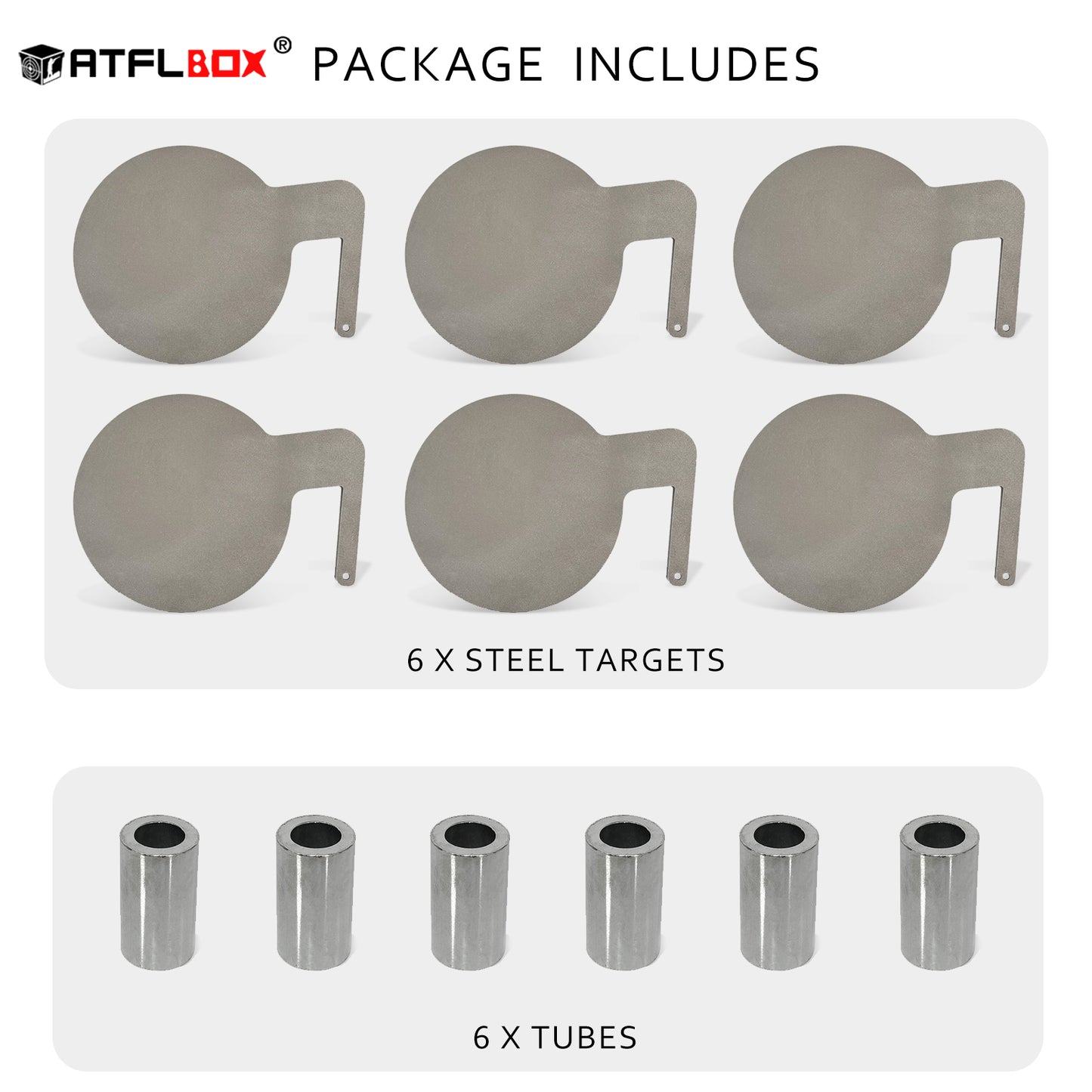 ATFLBOX 6 Pcs AR500 3/8'' Thick Steel Dueling Tree Targets, 6'' Swing Paddles DIY Shooting Target with Tubes