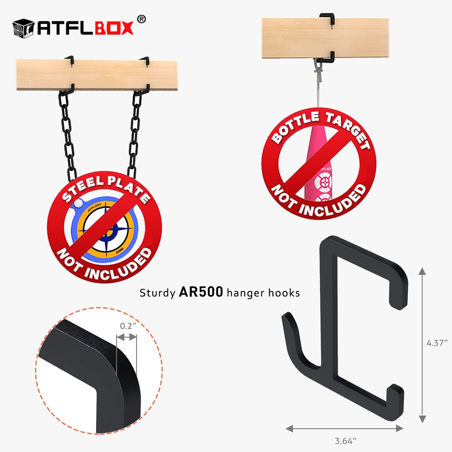 ATFLBOX Heavy Duty 2x4 Steel Target Stand Brackets Set, Y and T Connectors with 12 Hanger Hooks for DIY Shooting Outdoor Range, Modular AR500 Steel Targets Hangers