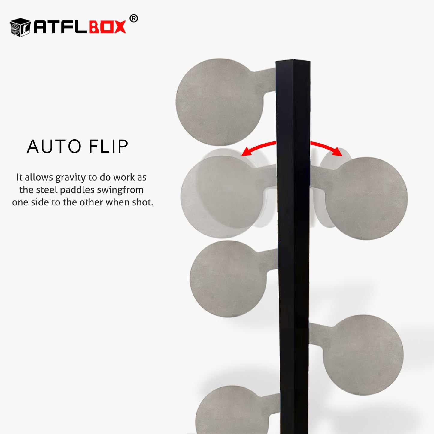 ATFLBOX 6 Pcs AR500 3/8'' Thick Steel Dueling Tree Targets, 6'' Swing Paddles DIY Shooting Target with Tubes