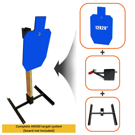 ATFLBOX 1/2" Thick AR500 Steel Target Stand System, 12" x 20" Torso Shooting Target with 2x4 Target Stand Kit
