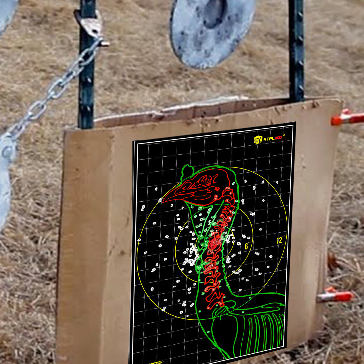 ATFLBOX 20 Pcs Splatter Turkey Targets, 12x18 Inch Adhesive Highly Visible Turkey Target Stickers for Shotgun Patterning, Splash Effect of Multiple Colors Shooting Practice