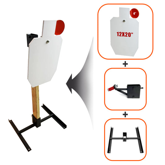 ATFLBOX 3/8" Thick AR500 Steel Target Stand System, 12" x 20" Hostage Reactive Shooting Target with 2x4 Target Stand Kit