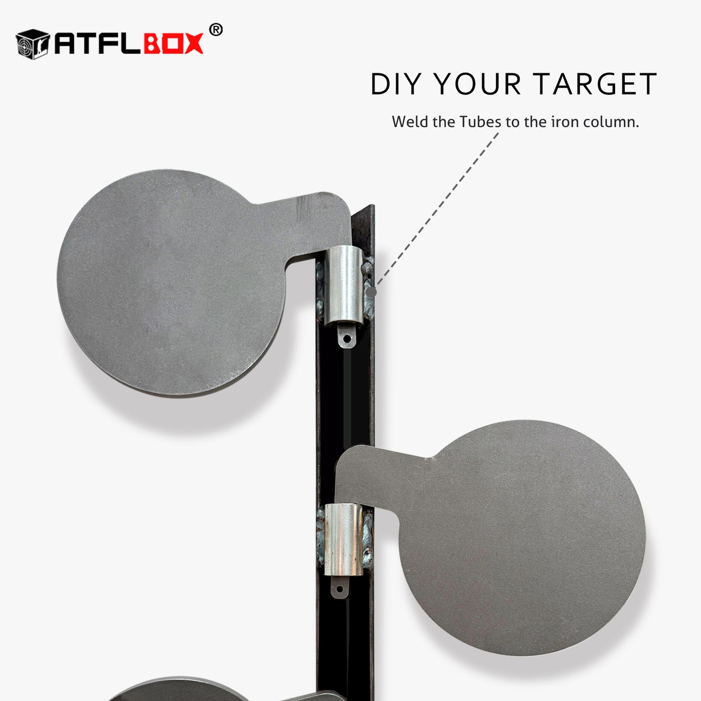 ATFLBOX 6 Pcs AR500 3/8'' Thick Steel Dueling Tree Targets, 6'' Swing Paddles DIY Shooting Target with Tubes