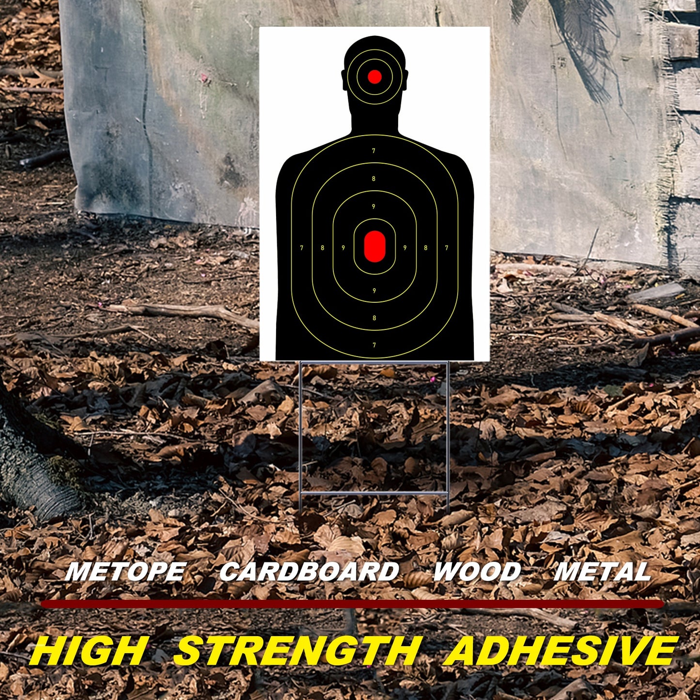 ATFLBOX 50PACK 12x18 inch Silhouette Splatter Targets and Adhesive Target Sticker, Bright Fluorescent Yellow, Easily seen on Impact for Indoor and Outdoor Shooting Range