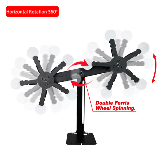 Atflbox Rotating Metal Dynamic Shooting Target Stand with 10 Steel Plates for Pistol Airsoft BB Gun ( Double Star)