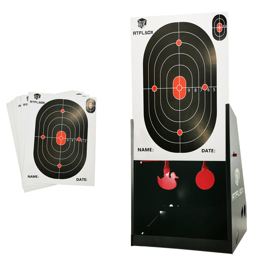 Atflbox 7 x 9 Inch BB Gun Target Trap with 10pcs Paper Target and Spinning Shooting Targets for Airsoft,BB Gun