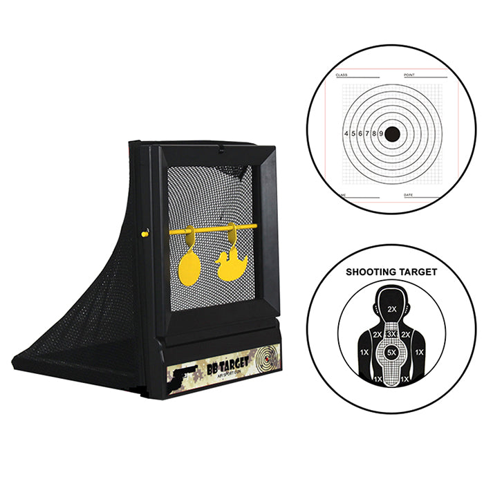 ATFLBOX Plastic BB Gun Trap Net Catcher With 50pcs Paper Targets for Airsoft Training Indoor and Outdoor