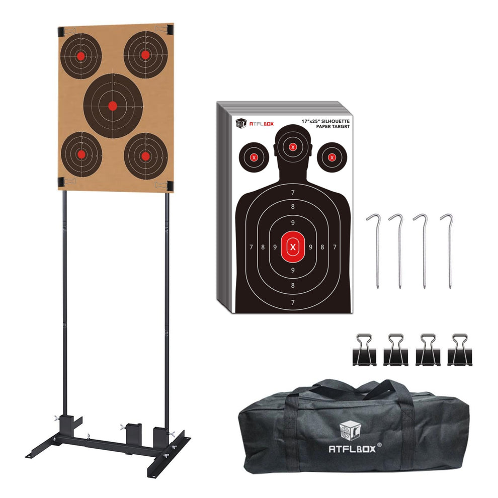 Shooting Target Rack ATFLBOX Shooting Target Stand with 10pcs 17x25 Inch Paper Targets, Dur
