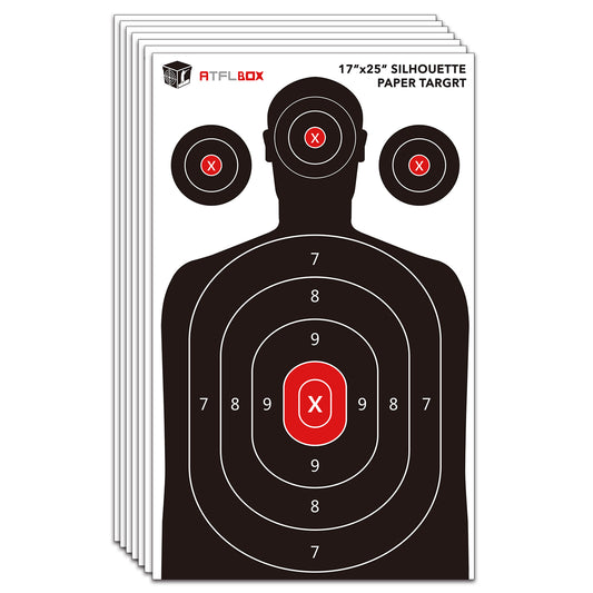 ATFLBOX 50Pcs Silhouette Paper Target For The Range, 17X25 inch Target Paper For Indoor and Outdoor Use, Suitable for Handguns, Pistols, Rifles, Airguns, Pellet Gun, BB Guns