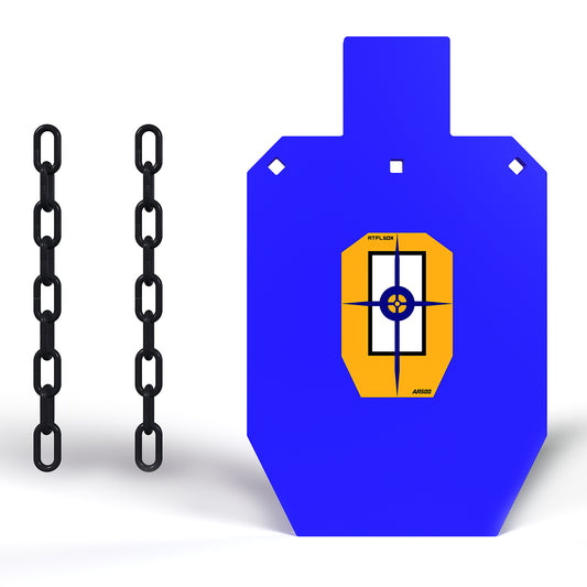 ATFLBOX 12x20 inch AR500 Steel Target for Shooting, 1/2 inch Thick Metal Target with Chain Strap Mounting Kit, High Caliber Gong Silhouette Metal Target for Precision Shooting