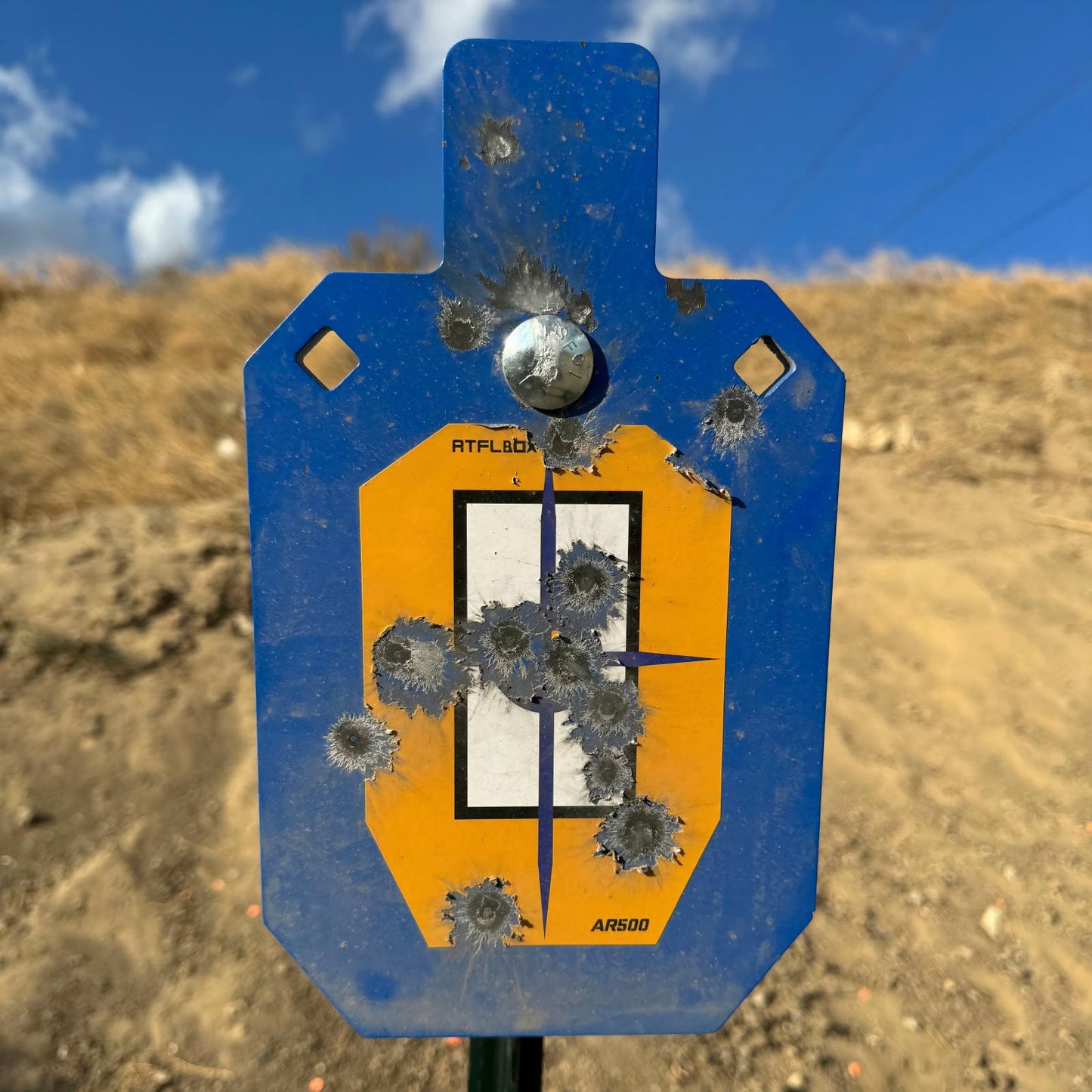 ATFLBOX AR500 Steel Target for Shooting, 7x12 inch  1/2 inch Thick Metal Target with T-POST Target Hanger, High Caliber Torso Silhouette Metal Target for Precision Shooting