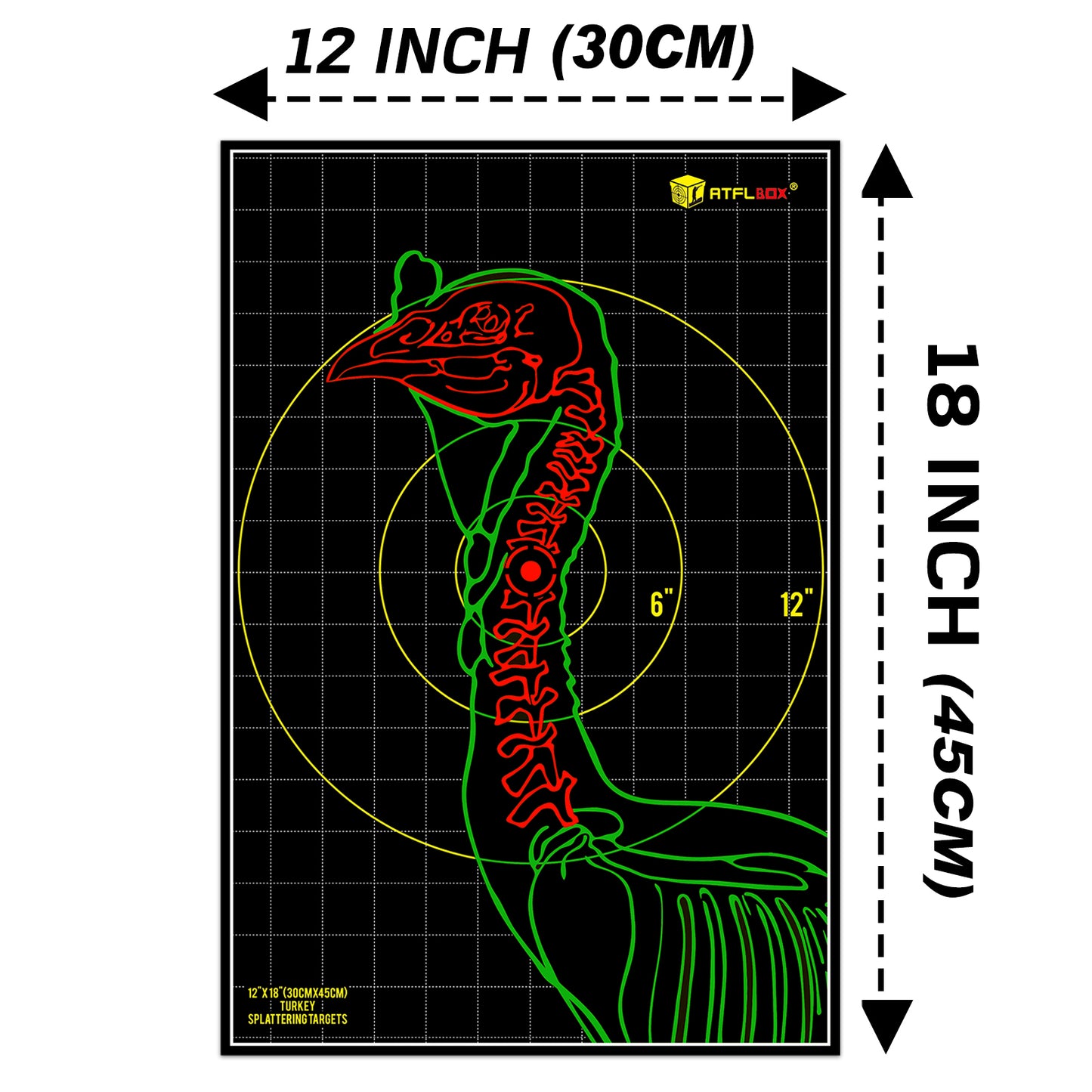 ATFLBOX 20 Pcs Splatter Turkey Targets, 12x18 Inch Adhesive Highly Visible Turkey Target Stickers for Shotgun Patterning, Splash Effect of Multiple Colors Shooting Practice