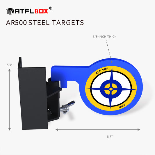 ATFLBOX AR500 Dueling Tree Paddle Set, 6'' x 3/8'' Reactive Steel Dueling Tree Targets for Use with T-Post, DIY Shooting Target Kit for Shooting Range Outdoor - 2 Pack