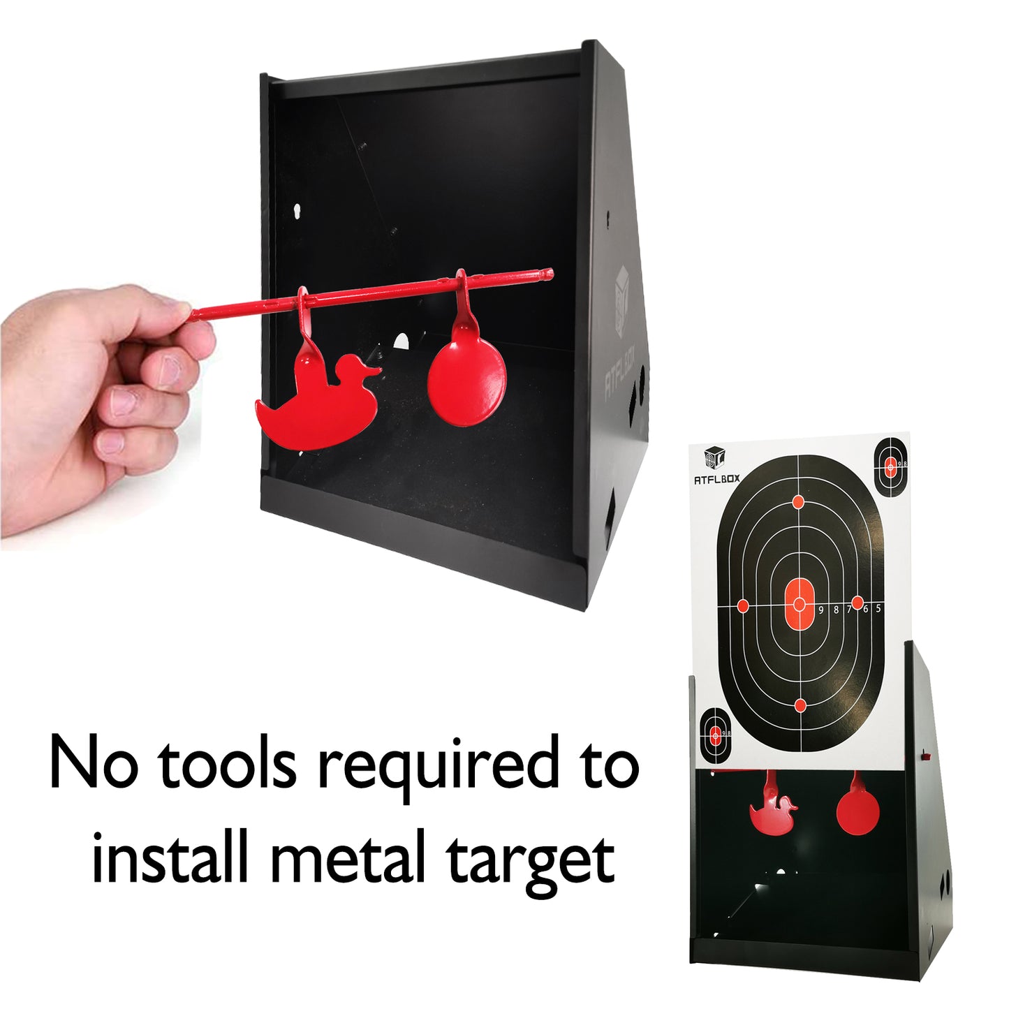Atflbox 7 x 9 Inch BB Gun Target Trap with 10pcs Paper Target and Spinning Shooting Targets for Airsoft,BB Gun