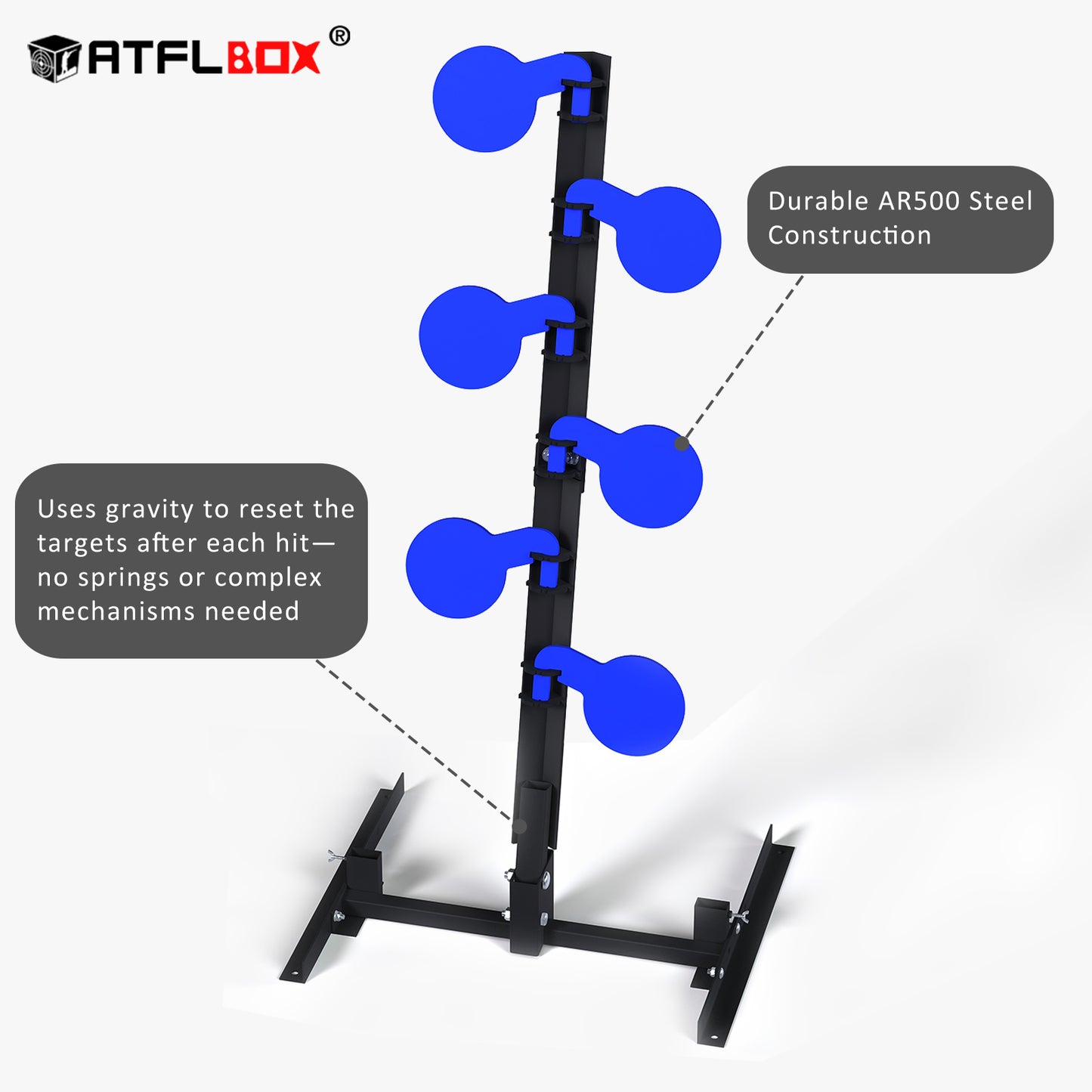 Atflbox AR500 Dueling Tree Target Kit, 6'' x 3/8'' Thickness Steel Paddles, Steel Target for Shooting Sports Competition and Training