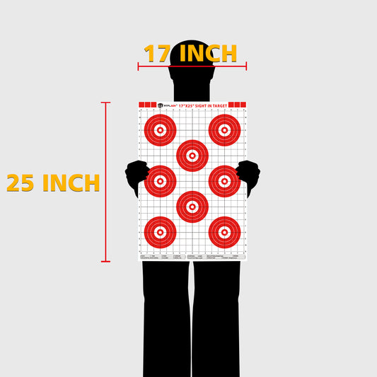 ATFLBOX Sight in Shooting Range Paper Target, 17X25 Inch High Visibility Bullseye Shooting Targets Suitable for Handgun, Rifle, Pellet Gun, Airgun, BB Guns, Airsoft (50pack)