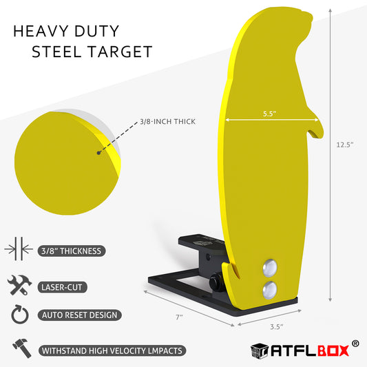 ATFLBOX 3/8'' AR500 Auto Reset Target, 12.5x5.5 inch Prairie Dog Silhouette Classic Popper Steel Shooting Target for Shooting Range, Suitable for Pistol, Rifle, Handgun, Shotgun, Rimfire