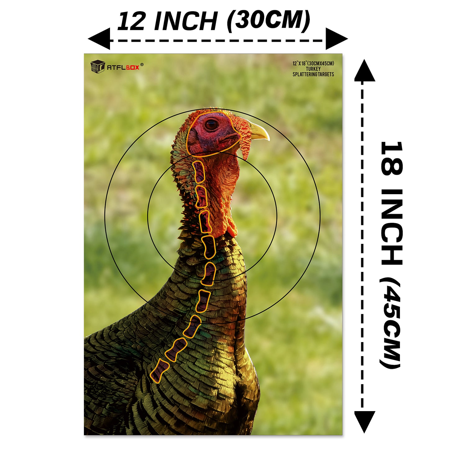 ATFLBOX 20PCS 12”x18” Splatter Turkey Target Stickers for Shooting Practice, Pre-Game Realistic Animal Target, Self-Adhesive Reactive Paper Targets for Shotgun