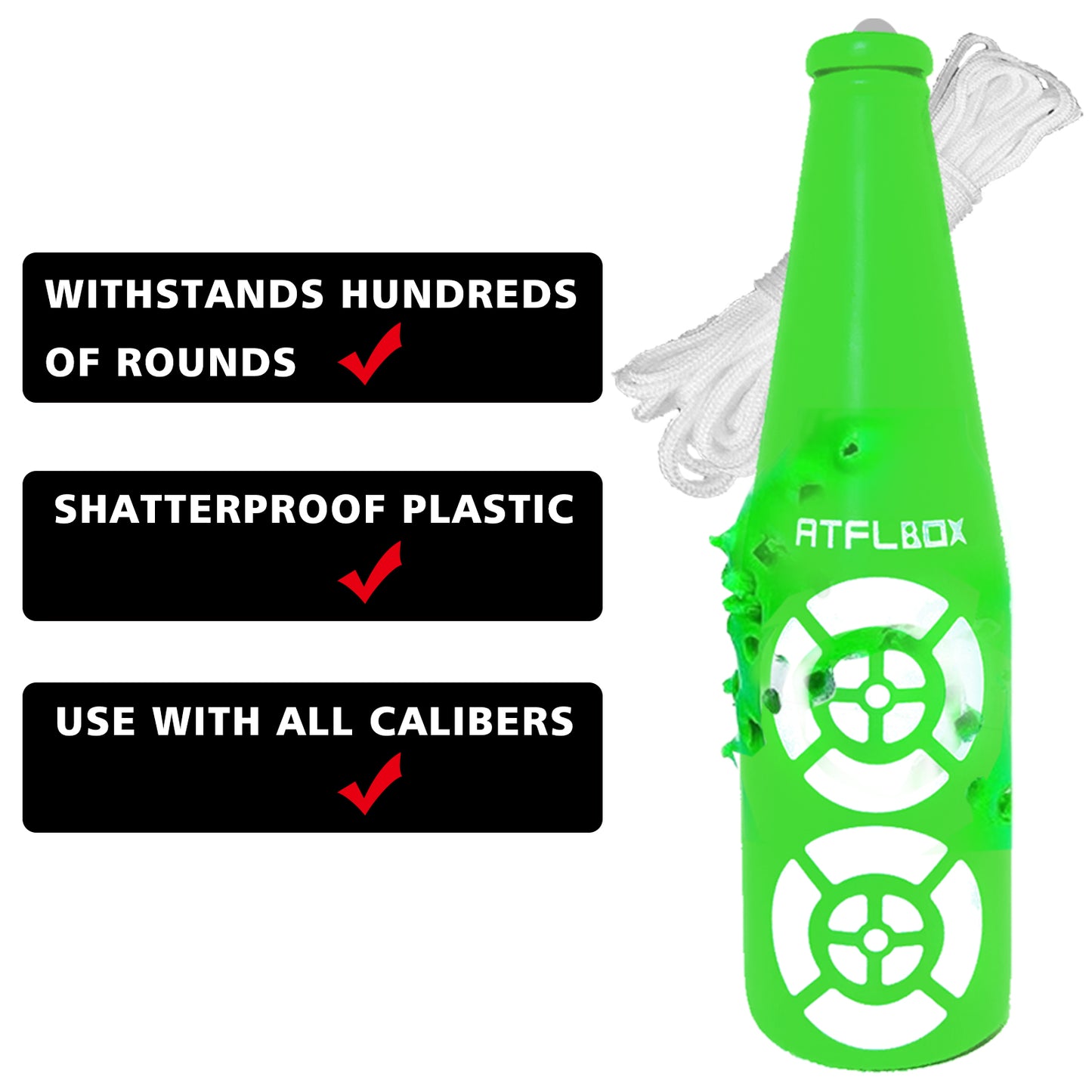 ATFLBOX Shatterproof Plastic Bottle Target for Shooting, 6 Bright Colors with Hanging Rope for Target Practice, Ideal for Indoor and Outdoor Training