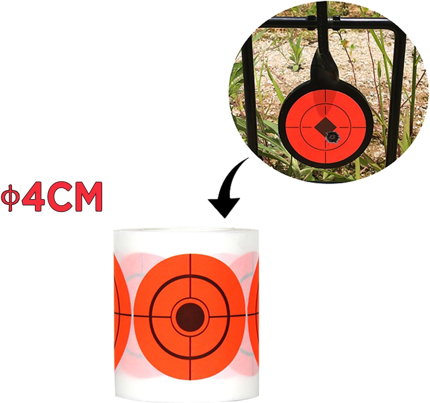 Atflbox 500 Pcs Pack Stick on Targets 4 cm Target Paster Paper Stickers for Shooting Orange