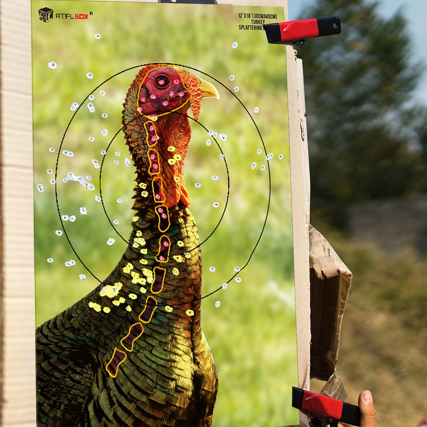 ATFLBOX 20PCS 12”x18” Splatter Turkey Target Stickers for Shooting Practice, Pre-Game Realistic Animal Target, Self-Adhesive Reactive Paper Targets for Shotgun