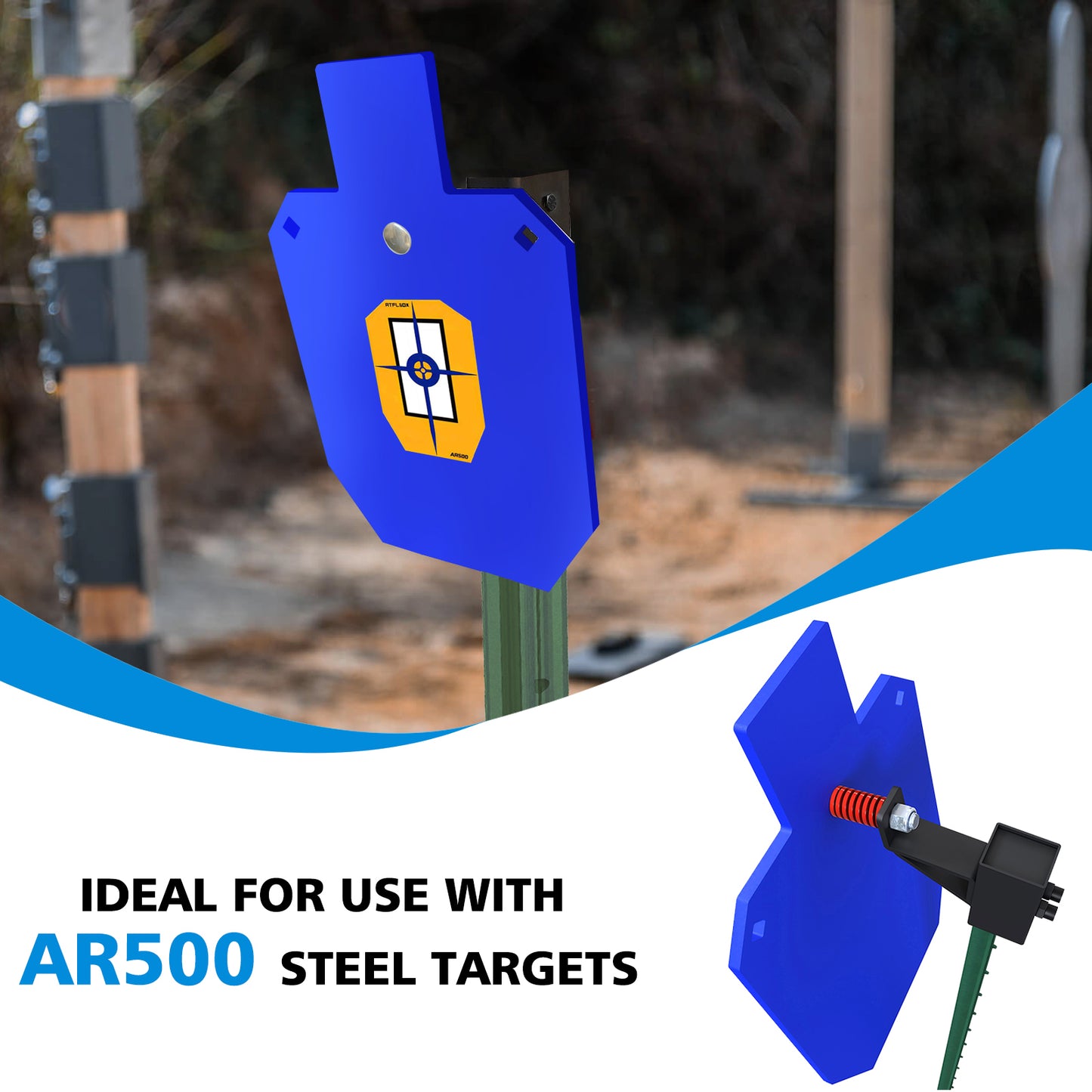 Atflbox AR500 12x20 inch Steel Target for Shooting, 1/2 inch Thick Metal Target with T-Post Target Hanger, High Caliber Torso Silhouette Metal Target for Precision Shooting