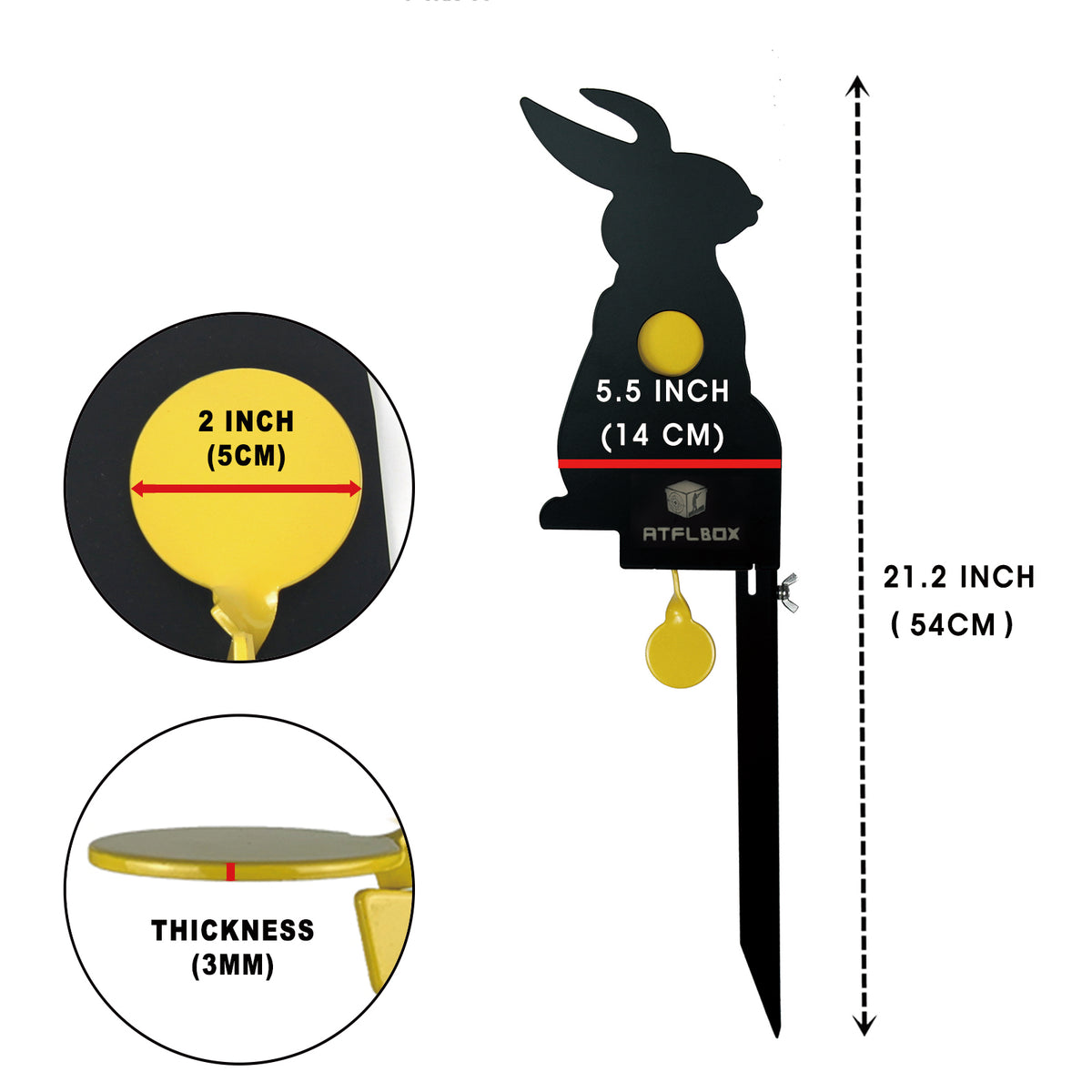Steel Target Rabbit ATFLBOX Resetting Target With Metal Rabbit, Air Rifle Shooting targets