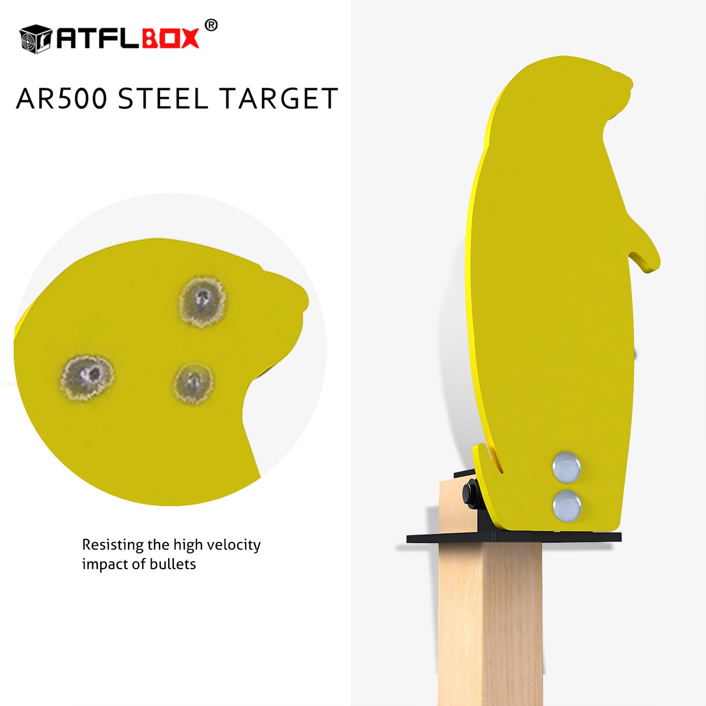 ATFLBOX 3/8'' AR500 Auto Reset Target, 12.5x5.5 inch Prairie Dog Silhouette Classic Popper Steel Shooting Target for Shooting Range, Suitable for Pistol, Rifle, Handgun, Shotgun, Rimfire