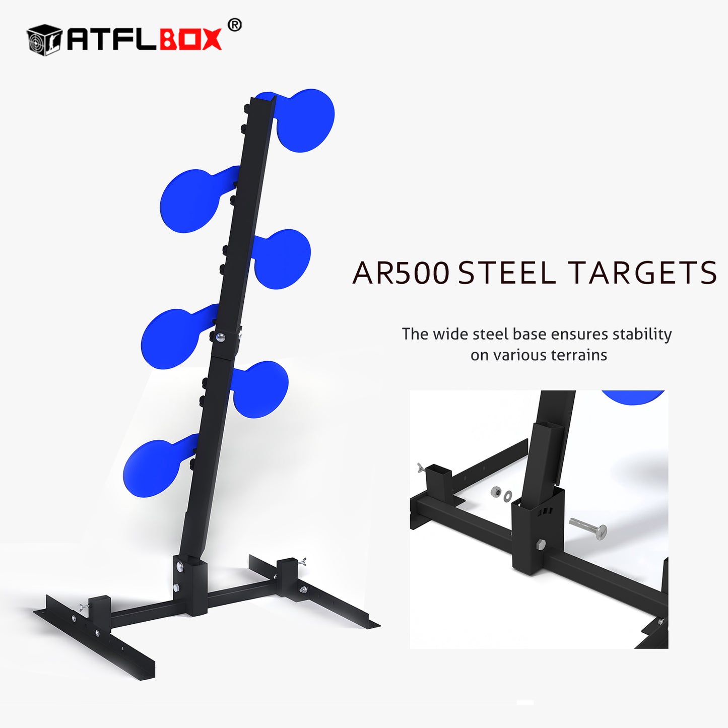 Atflbox AR500 Dueling Tree Target Kit, 6'' x 3/8'' Thickness Steel Paddles, Steel Target for Shooting Sports Competition and Training