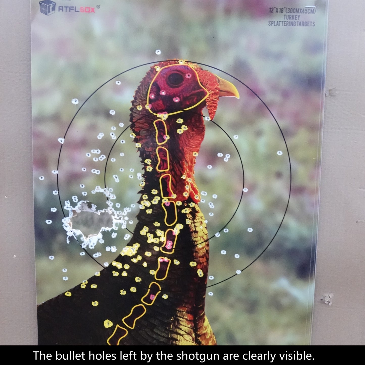 ATFLBOX 20PCS 12”x18” Splatter Turkey Target Stickers for Shooting Practice, Pre-Game Realistic Animal Target, Self-Adhesive Reactive Paper Targets for Shotgun