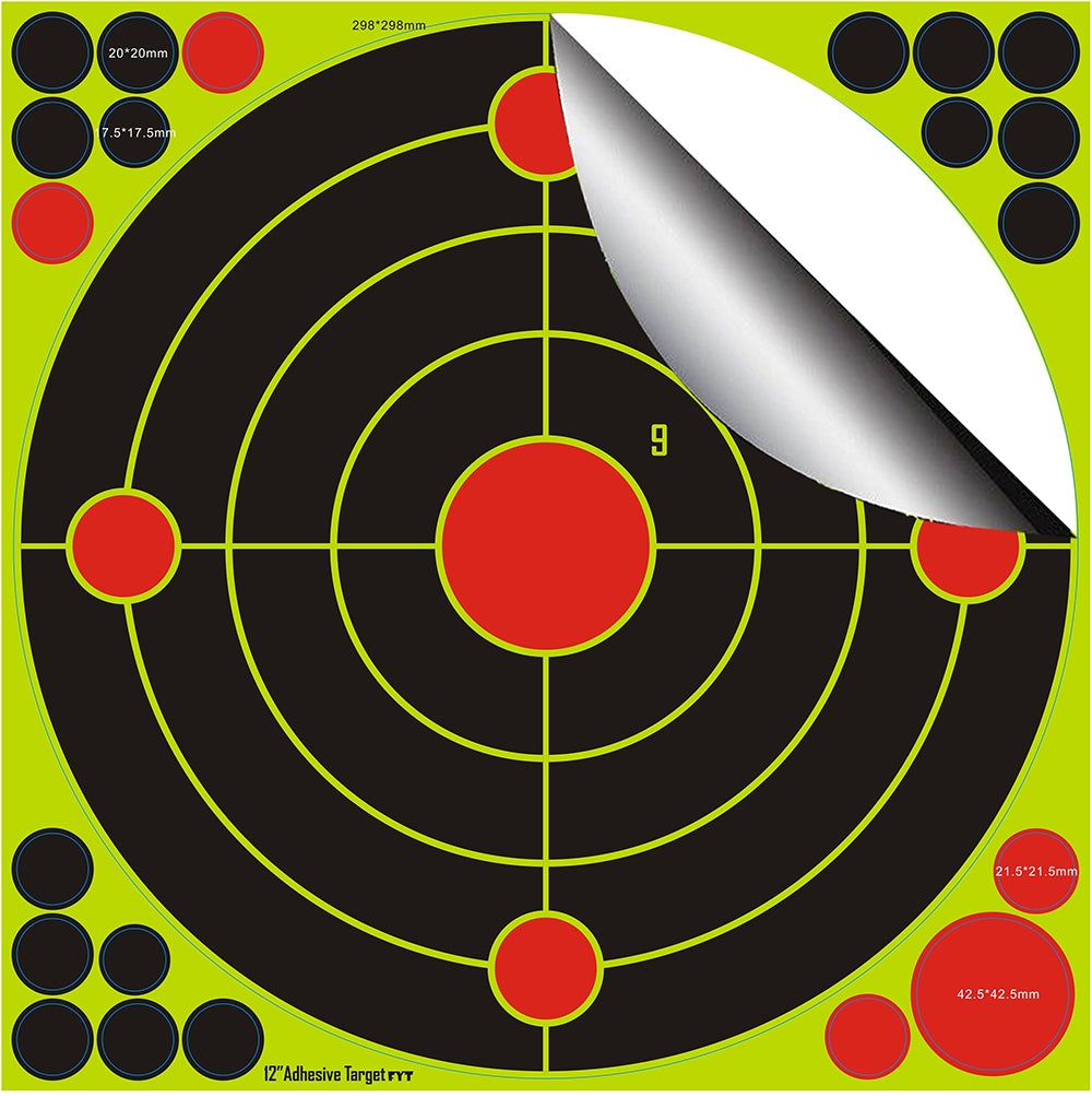 ATFLBOX 25pcs 12 x12 inch  Bullseye Reactive Shooting Target, Easily See Your Shots, Splatter Paper Shooting Targets
