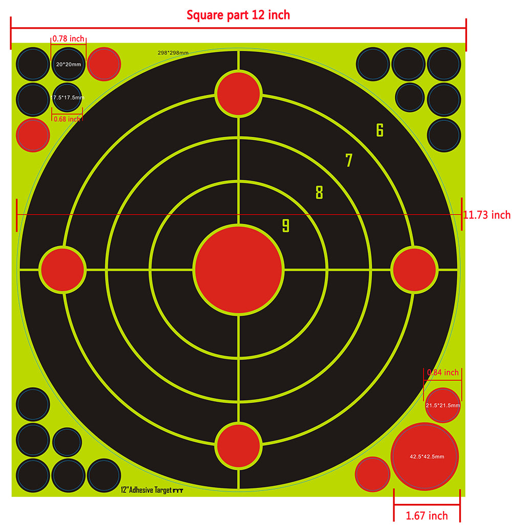 ATFLBOX 25pcs 12 x12 inch  Bullseye Reactive Shooting Target, Easily See Your Shots, Splatter Paper Shooting Targets