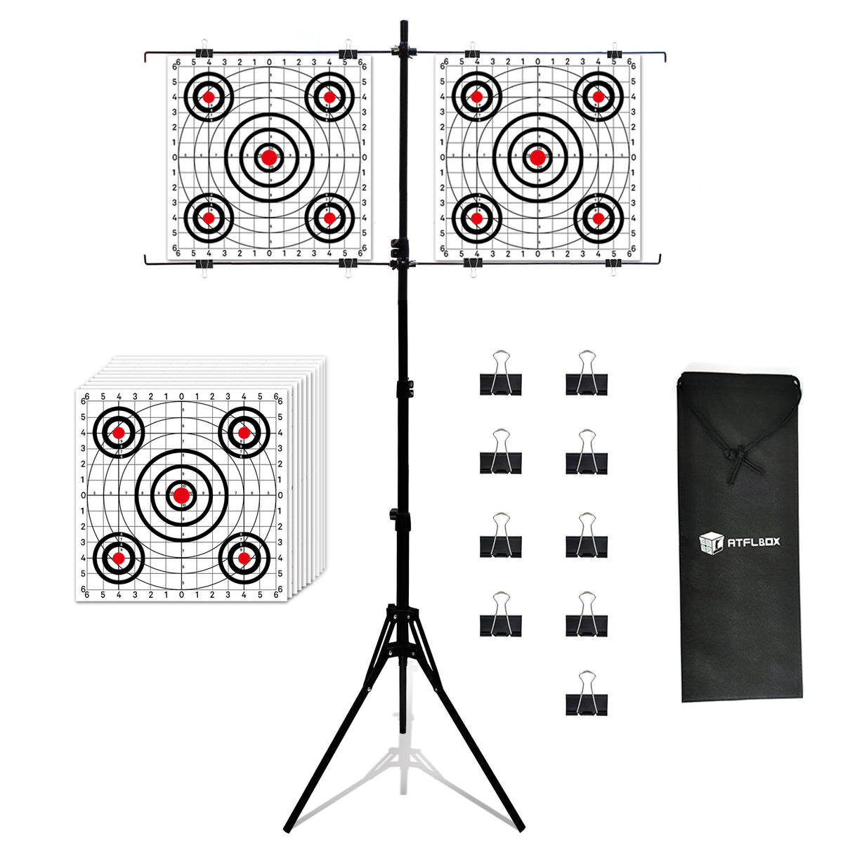 Paper Target Case Atflbox Adjustable Paper Target holder With 10pcs Target Papers for Ou ...